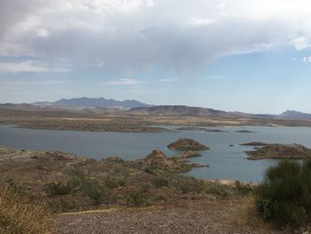 Scenic view of lake against sky