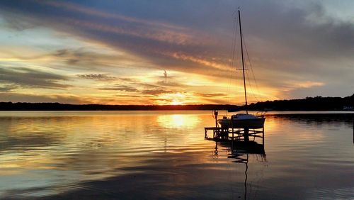 Scenic view of sunset over lake