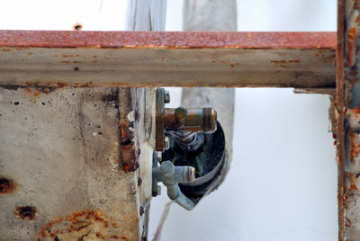 Close-up of rusty metal machine valve