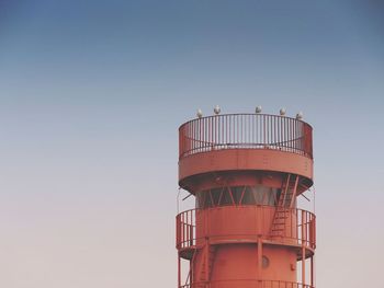 Low angle view of lighthouse against clear sky