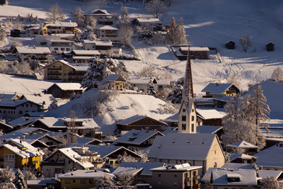 High angle view of townscape against sky