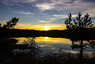 Scenic view of lake during sunset