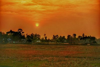 Scenic view of landscape at sunset