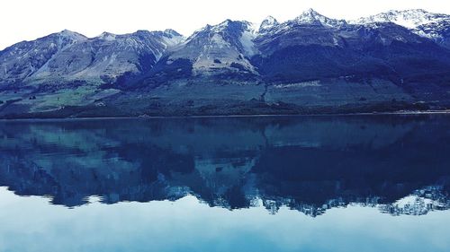 Reflection of mountains in lake against sky