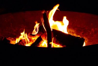 Close-up of bonfire at night