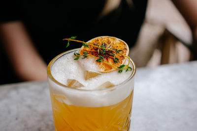 Tropical orange alcoholic citrus cocktail. high quality photo