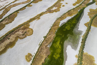 High angle view of river amidst land