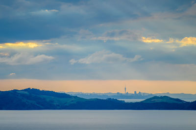 Scenic view of sea against cloudy sky