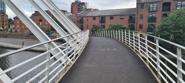 Bridge over canal amidst buildings in city