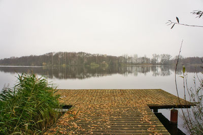 Scenic view of lake against clear sky