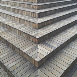 Low angle view, wood stairs detail in rooftop at amparo museum in puebla city mexico