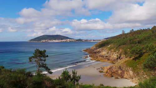 Scenic view of sea against cloudy sky