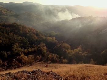 Scenic view of mountains against sky