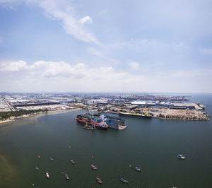 High angle view of sea against sky