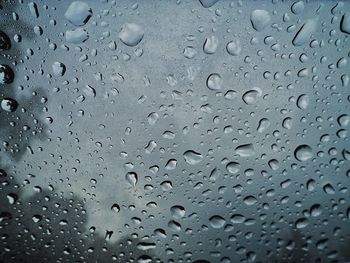 Full frame shot of wet glass window