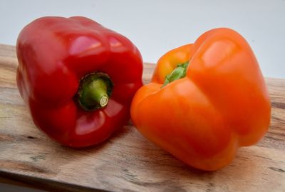 Close-up of bell peppers on table