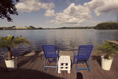 Chairs and tables on beach