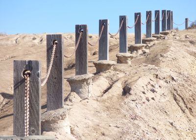 Panoramic view of desert against clear sky