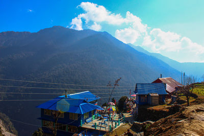 Scenic view over an nepalese village in the himalayas