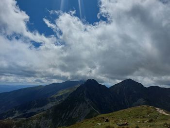 Scenic view of mountains against sky