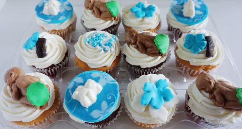 Close-up of cupcakes on table