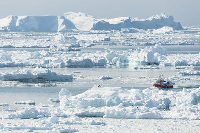 Boat in frozen sea