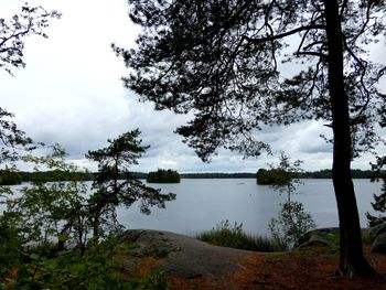 Scenic view of lake against sky