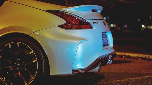 Close-up of car at night