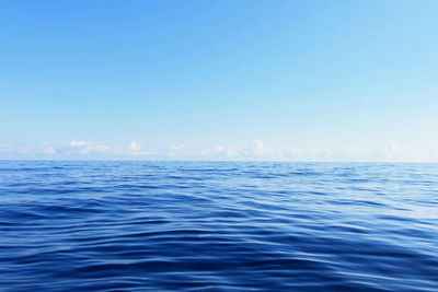 Scenic view of sea against blue sky