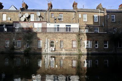 Reflection of old building in water