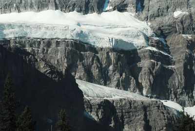 Scenic view of snowcapped mountains during winter