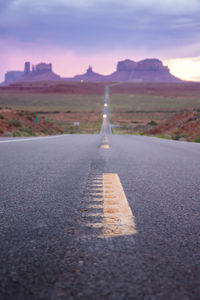 Surface level of road against sky