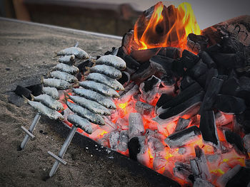 Bonfire on barbecue grill