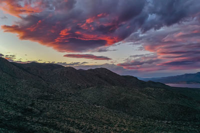 Scenic view of dramatic sky during sunset