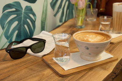 Tea cup on table