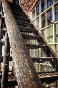 Close-up of rusty metal staircase