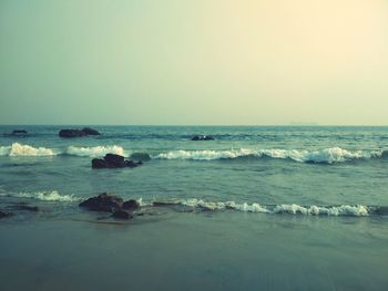 Scenic view of sea against clear sky