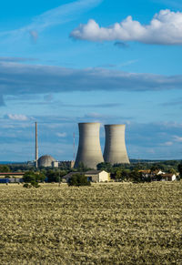 Cooling towers at nuclear plant at grafenrheinfeld, germany