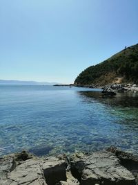 Scenic view of sea against clear sky