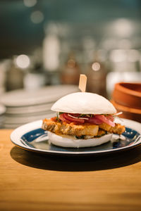 Close-up of food in plate on table