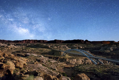 Scenic view of landscape against sky at night