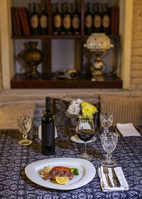 Food served on table at restaurant