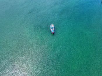 High angle view of boat in sea