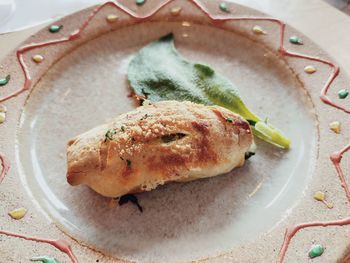 Close-up of food in plate on table