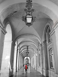 Full length of man walking in corridor