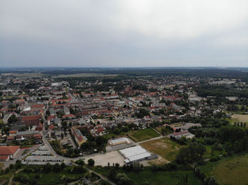 High angle view of townscape against sky