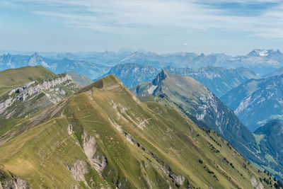 Panoramic view of landscape and mountains against sky