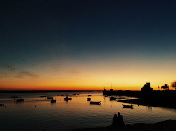 Scenic view of sea at sunset