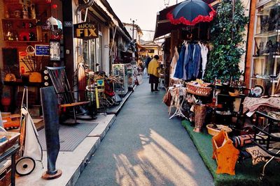 People at street market in city