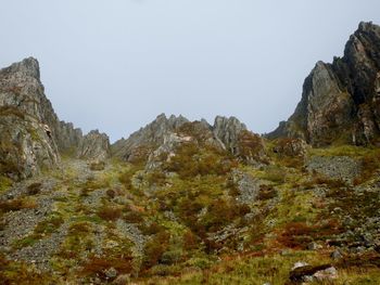 Scenic view of mountains against clear sky